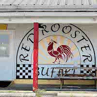 Exterior of the Red Rooster Buffet.